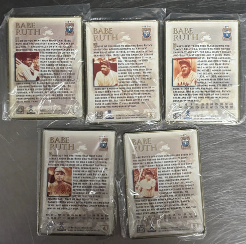 Babe Ruth 1994 Metallic Impressions New York Yankees 5 Card Metal Set